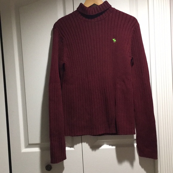 A&F Men’s maroon Cotton Blend TurtleNeck Sweater L - Picture 1 of 6